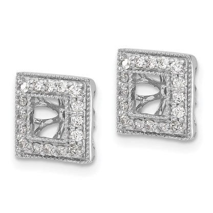 14K White Gold Diamond Square Jacket Earrings