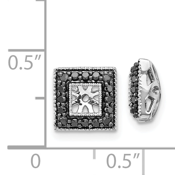 14K White Gold Black Diamond Square Jacket Earrings