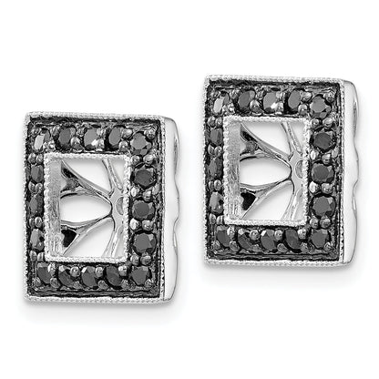 14K White Gold Black Diamond Square Jacket Earrings