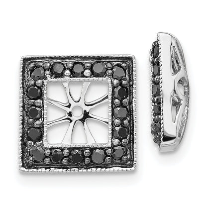 14K White Gold Black Diamond Square Jacket Earrings