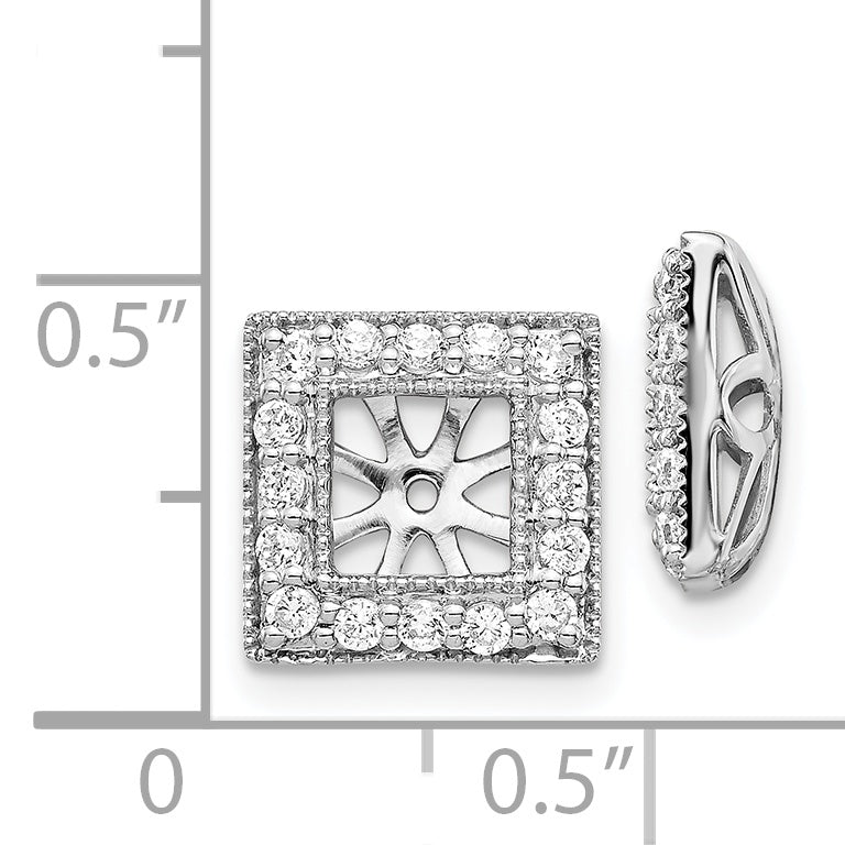 14K White Gold Diamond Square Jacket Earrings
