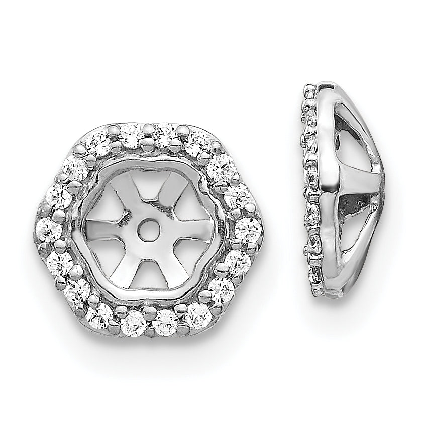 10K White Gold Hexagon Diamond Earring Jackets