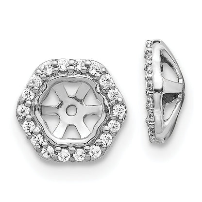 10K White Gold Hexagon Diamond Earring Jackets