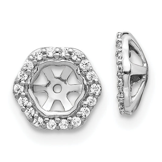 10K White Gold Hexagon Diamond Earring Jackets