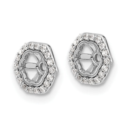 14K White Gold Hexagon Diamond Earring Jackets