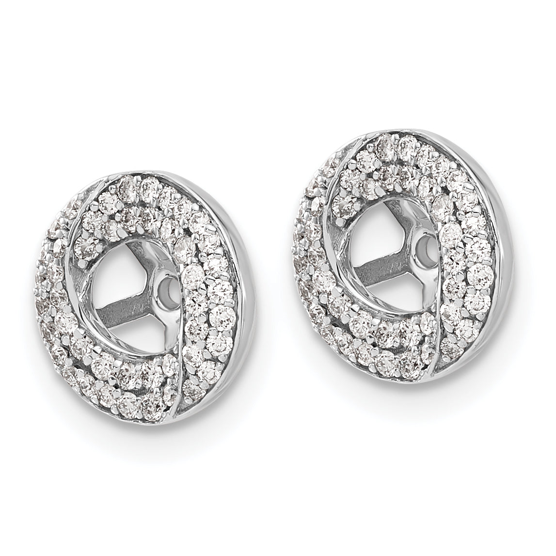 14K White Gold Diamond Round Earring Jackets