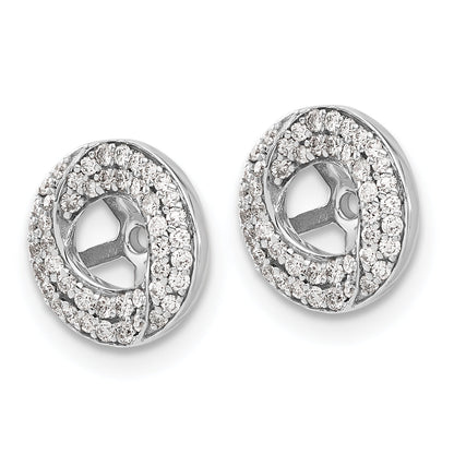 14K White Gold Diamond Round Earring Jackets