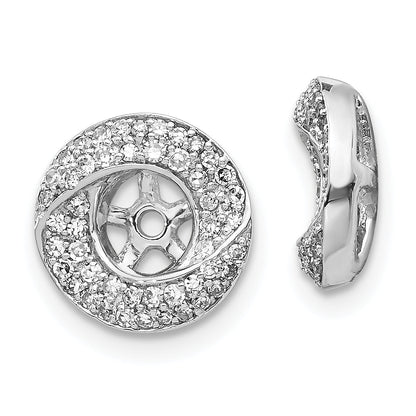 14K White Gold Diamond Round Earring Jackets