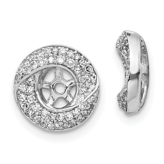 14K White Gold Diamond Round Earring Jackets