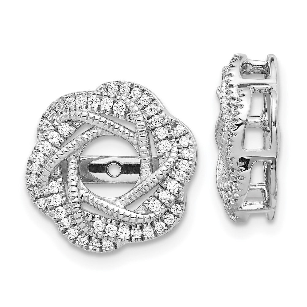 Solid 14k White Gold Simulated CZ JacKet Earrings