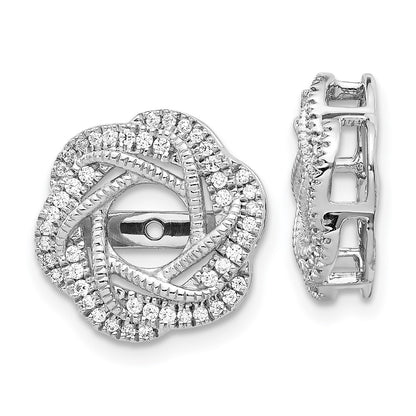 Solid 14k White Gold Simulated CZ JacKet Earrings
