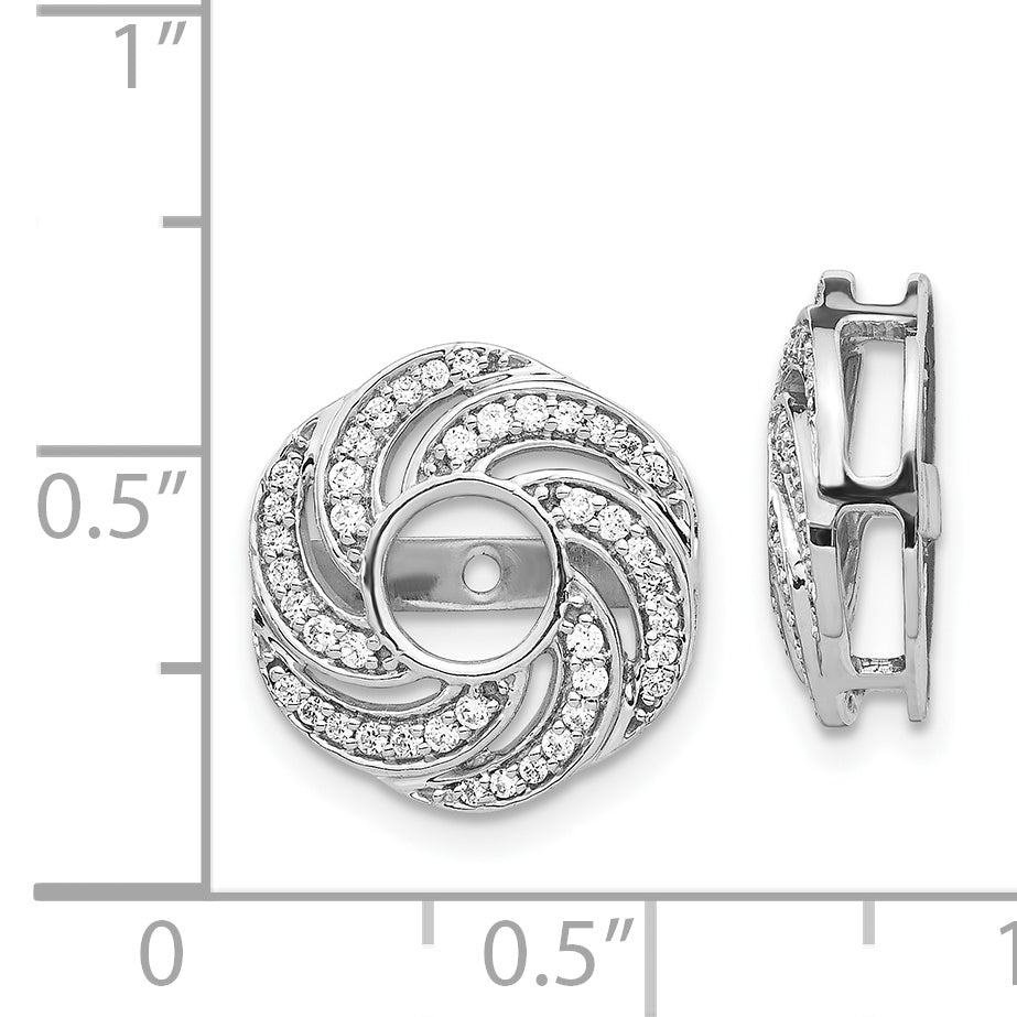 14K White Gold Swirl Diamond Jacket Earrings