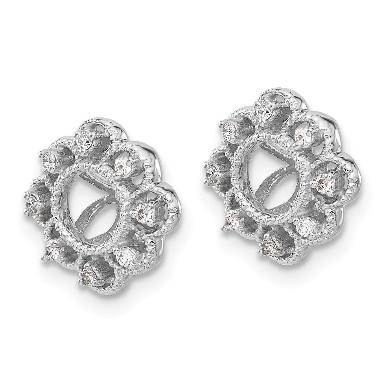 14K White Gold Fancy Diamond Earring Jackets