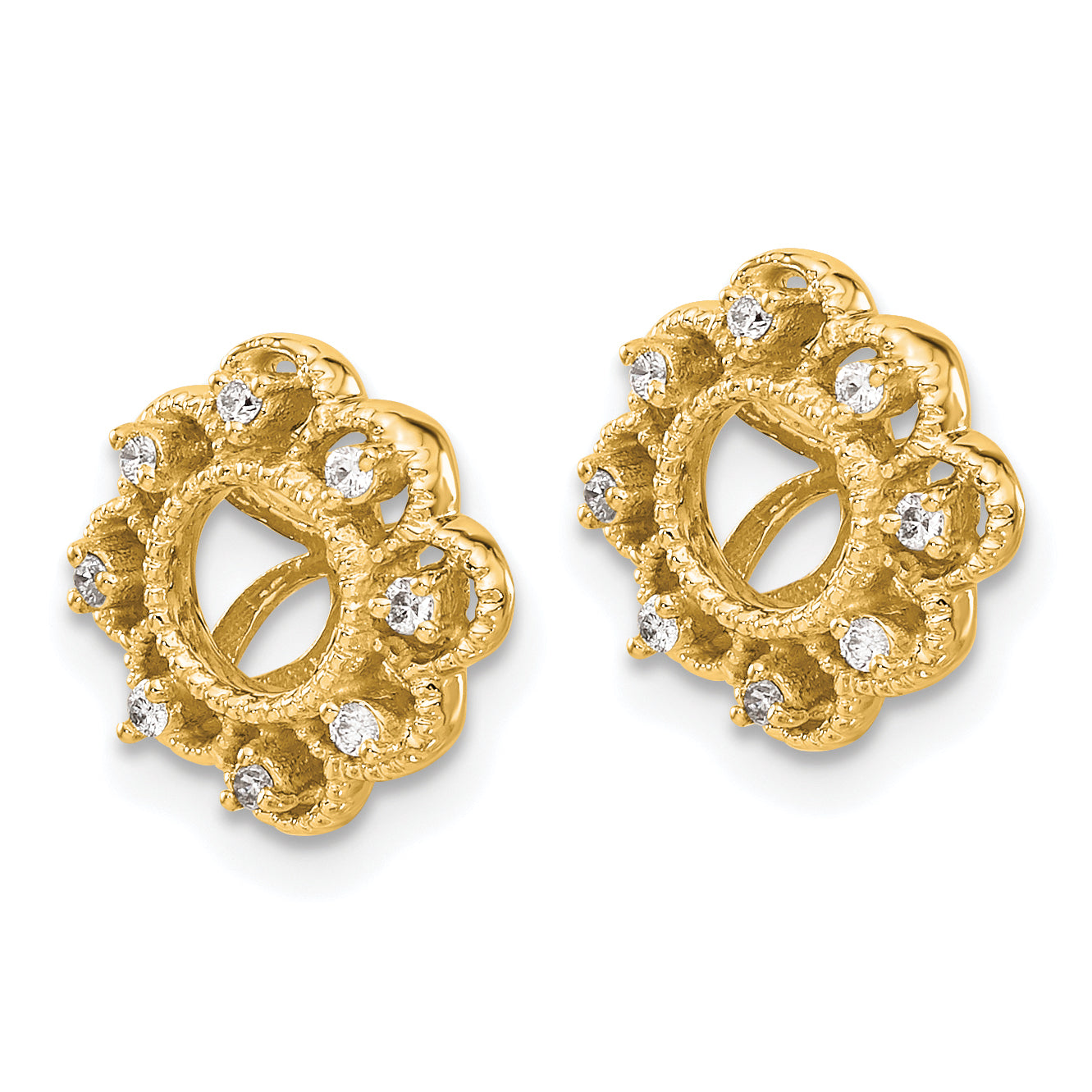 14K Yellow Gold Fancy Diamond Earring Jackets