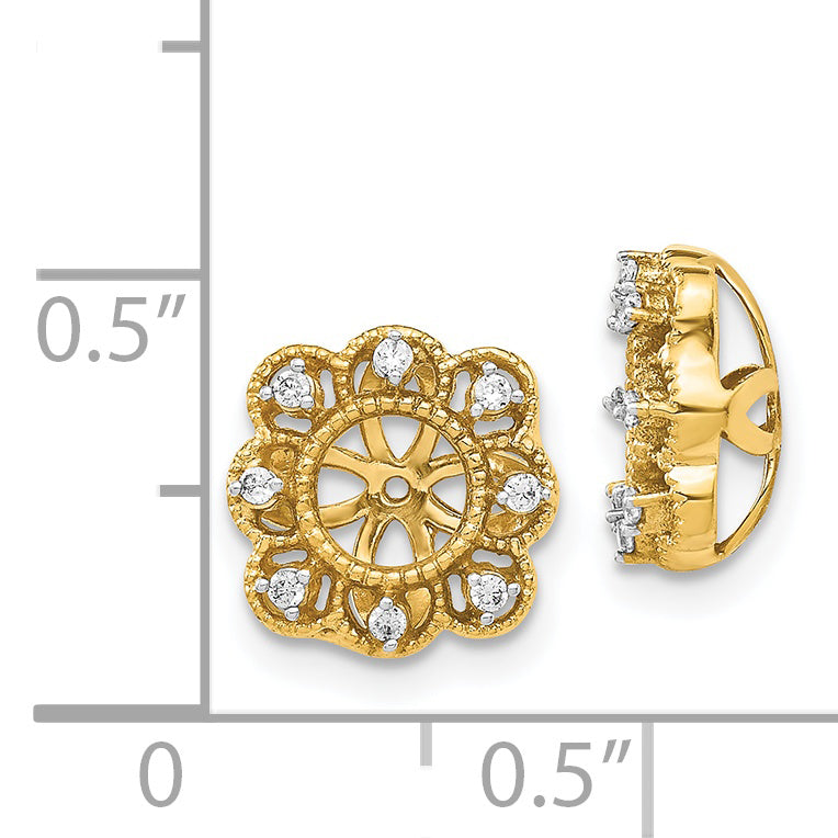 14K Yellow Gold Fancy Diamond Earring Jackets