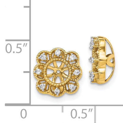 14K Yellow Gold Fancy Diamond Earring Jackets