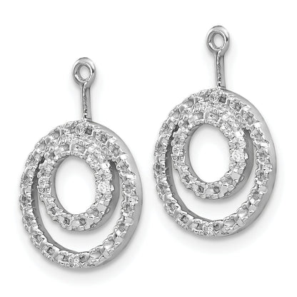 10K White Gold Double Circle Diamond Earring Jackets