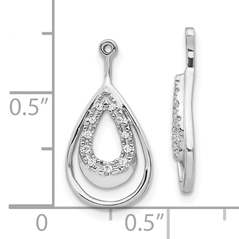 10K White Gold Double Teardrop Diamond Earring Jackets