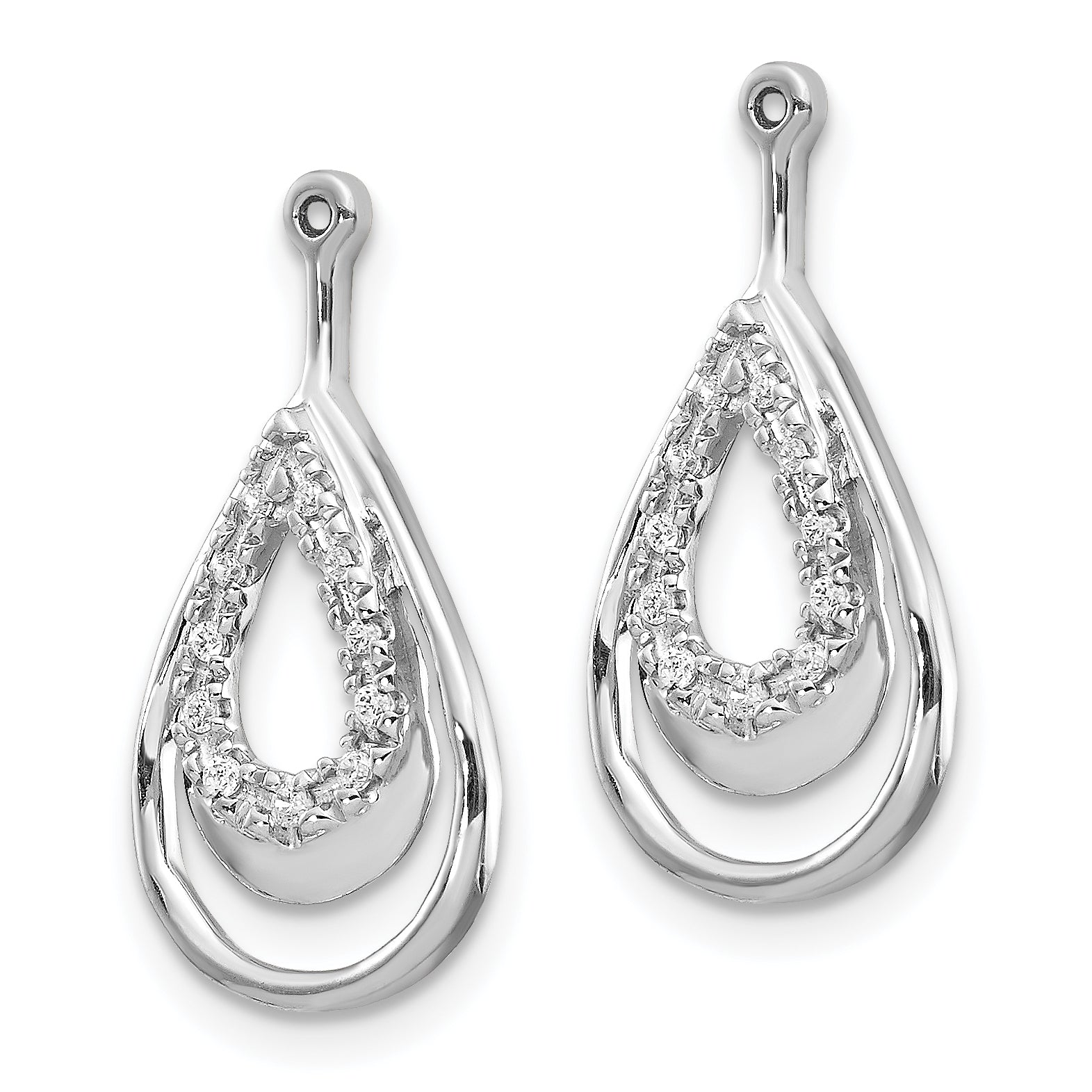 14k White Gold 1/15 Ct. Lab Grown Diamond VS/SI+ G+ Teardrop Earring Jackets