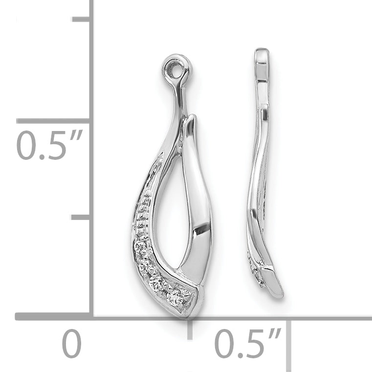 10K White Gold Twisted Teardrop Diamond Earring Jackets