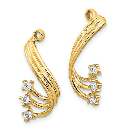 14K Yellow Gold Aa Fancy Twist Diamond Earring Jacket
