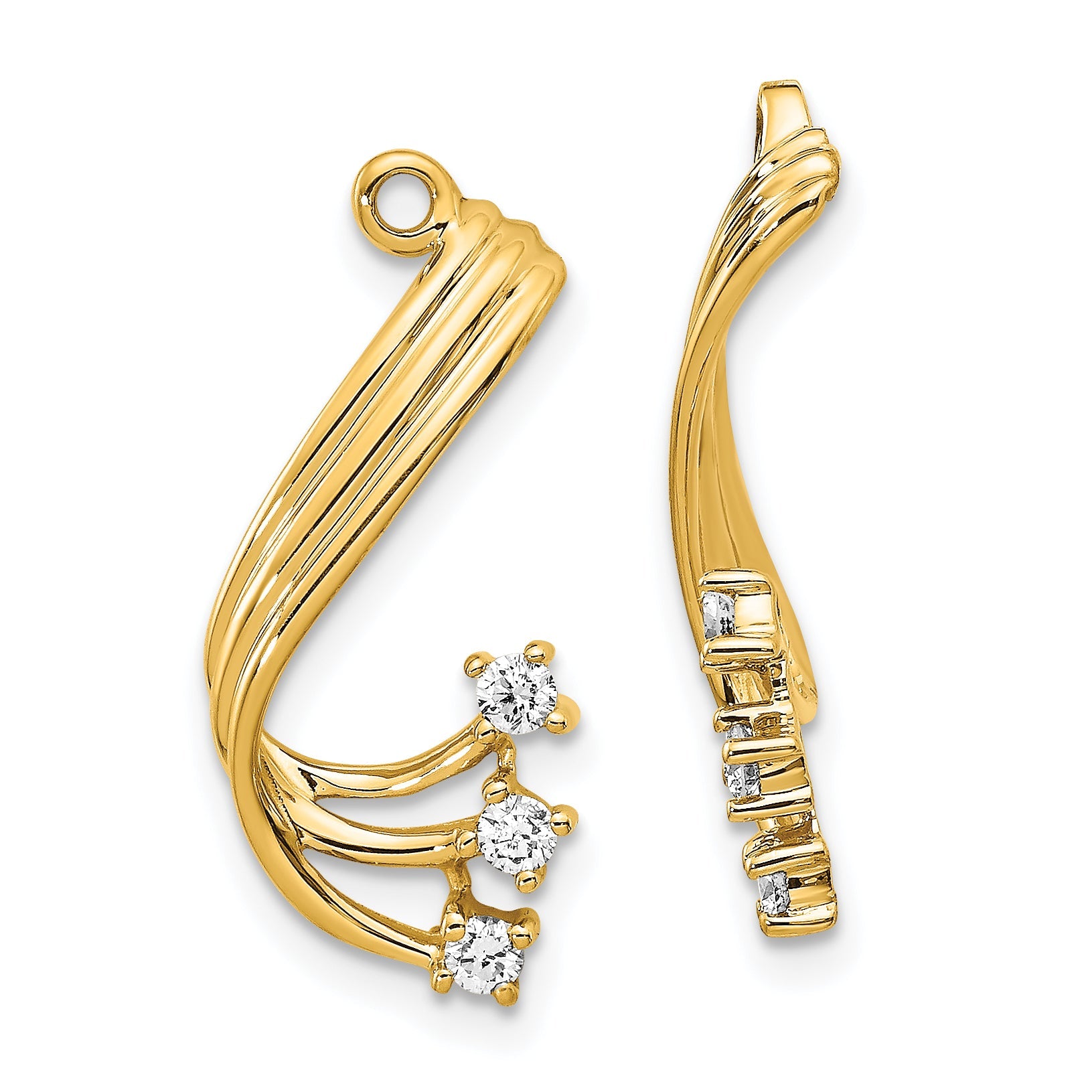 14K Yellow Gold Aa Fancy Twist Diamond Earring Jacket