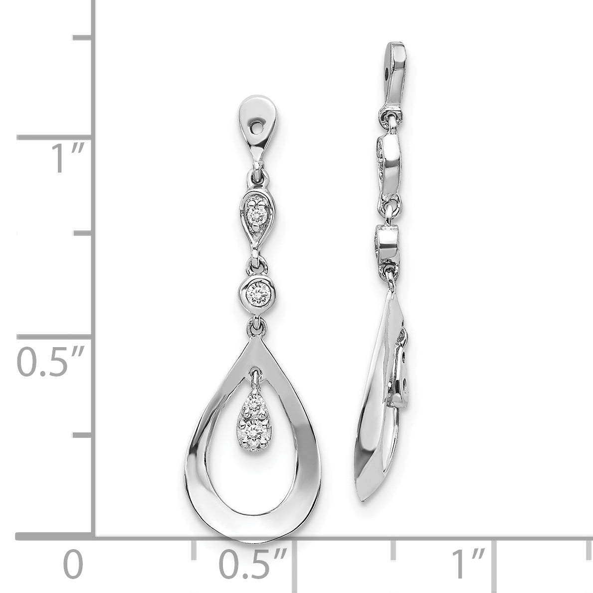 10K White Gold Teardrop Dangle Diamond Earring Jackets
