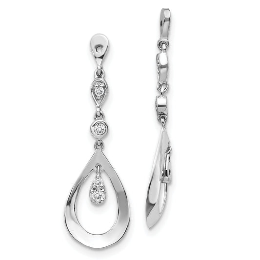 10K White Gold Teardrop Dangle Diamond Earring Jackets
