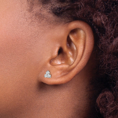 14K White Gold True Origin 1/2 Carat Lab Grown Diamond Vs Def Three Stone Post Stud Earrings
