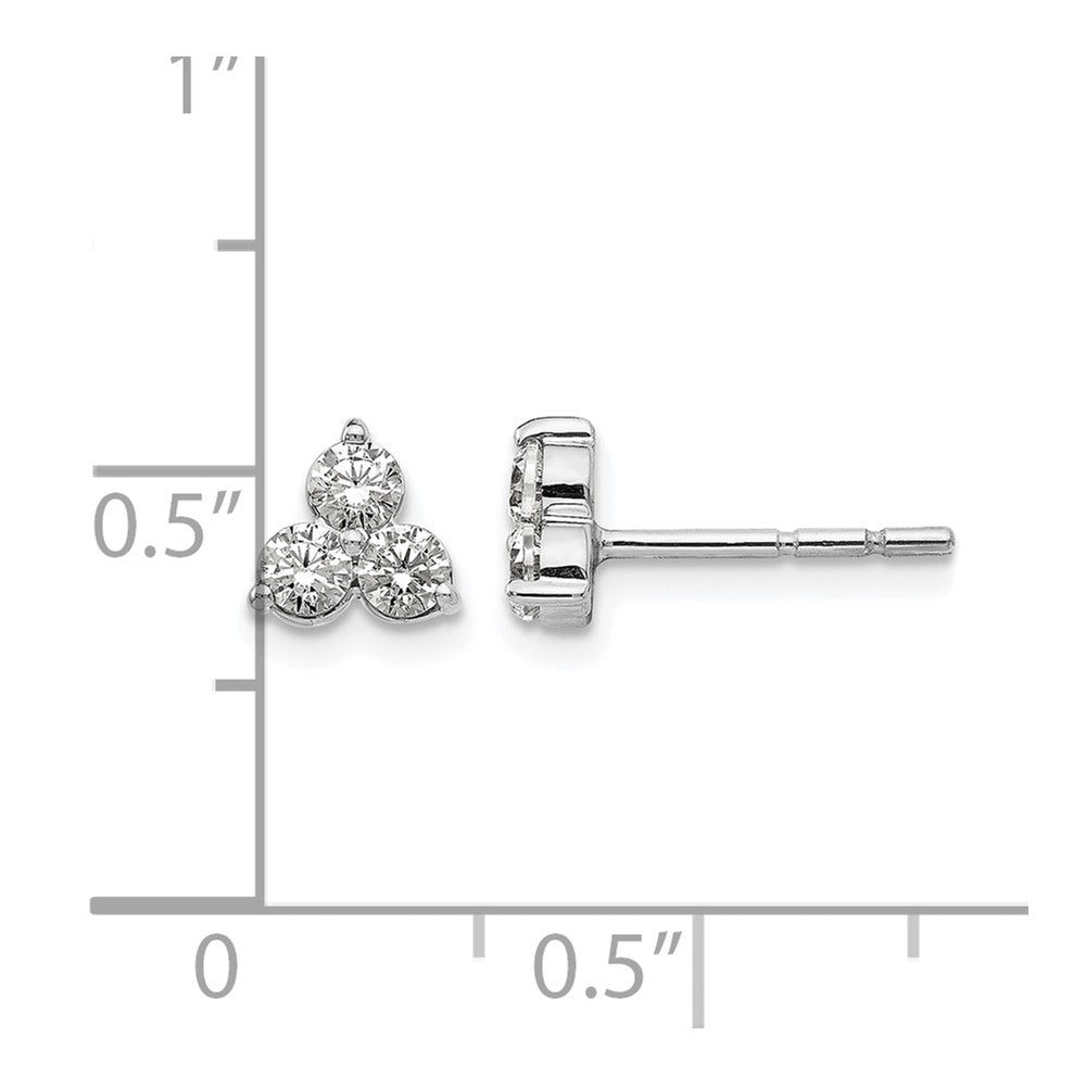 14K White Gold True Origin 1/2 Carat Lab Grown Diamond Vs Def Three Stone Post Stud Earrings