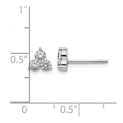14K White Gold True Origin 1/2 Carat Lab Grown Diamond Vs Def Three Stone Post Stud Earrings