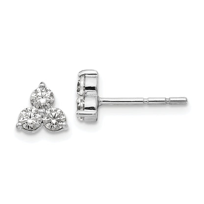 14K White Gold True Origin 1/2 Carat Lab Grown Diamond Vs Def Three Stone Post Stud Earrings