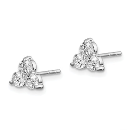 14K White Gold True Origin 3/4 Carat Lab Grown Diamond Vs Def Three Stone Post Stud Earrings