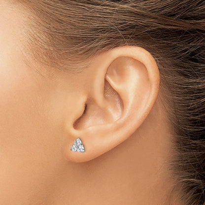 14K White Gold True Origin 3/4 Carat Lab Grown Diamond Vs Def Three Stone Post Stud Earrings