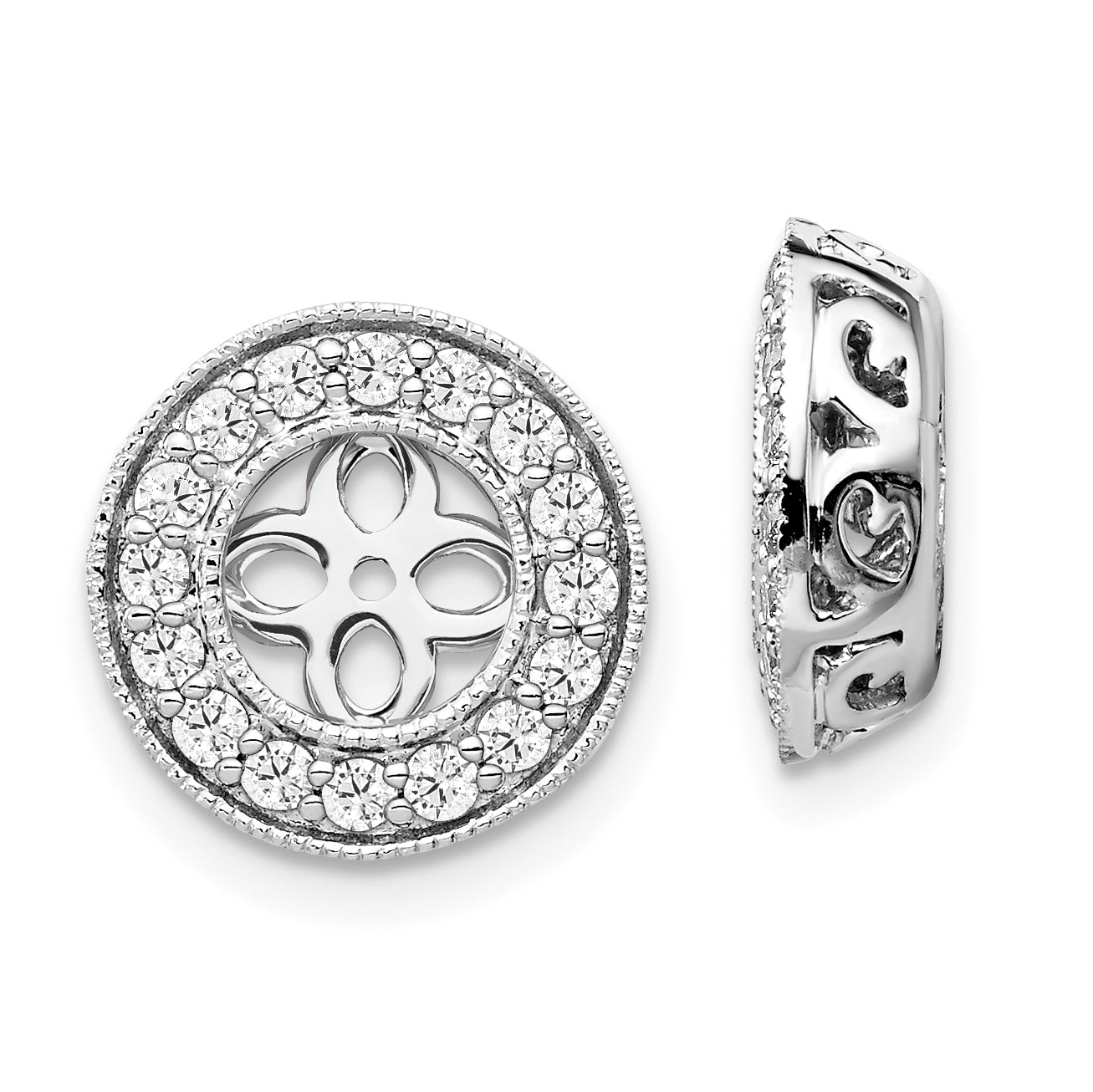 14K White Gold True Origin 1/2 Carat Lab Grown Diamond Vs D E F For 5 5.5mm Studs Earring Jackets