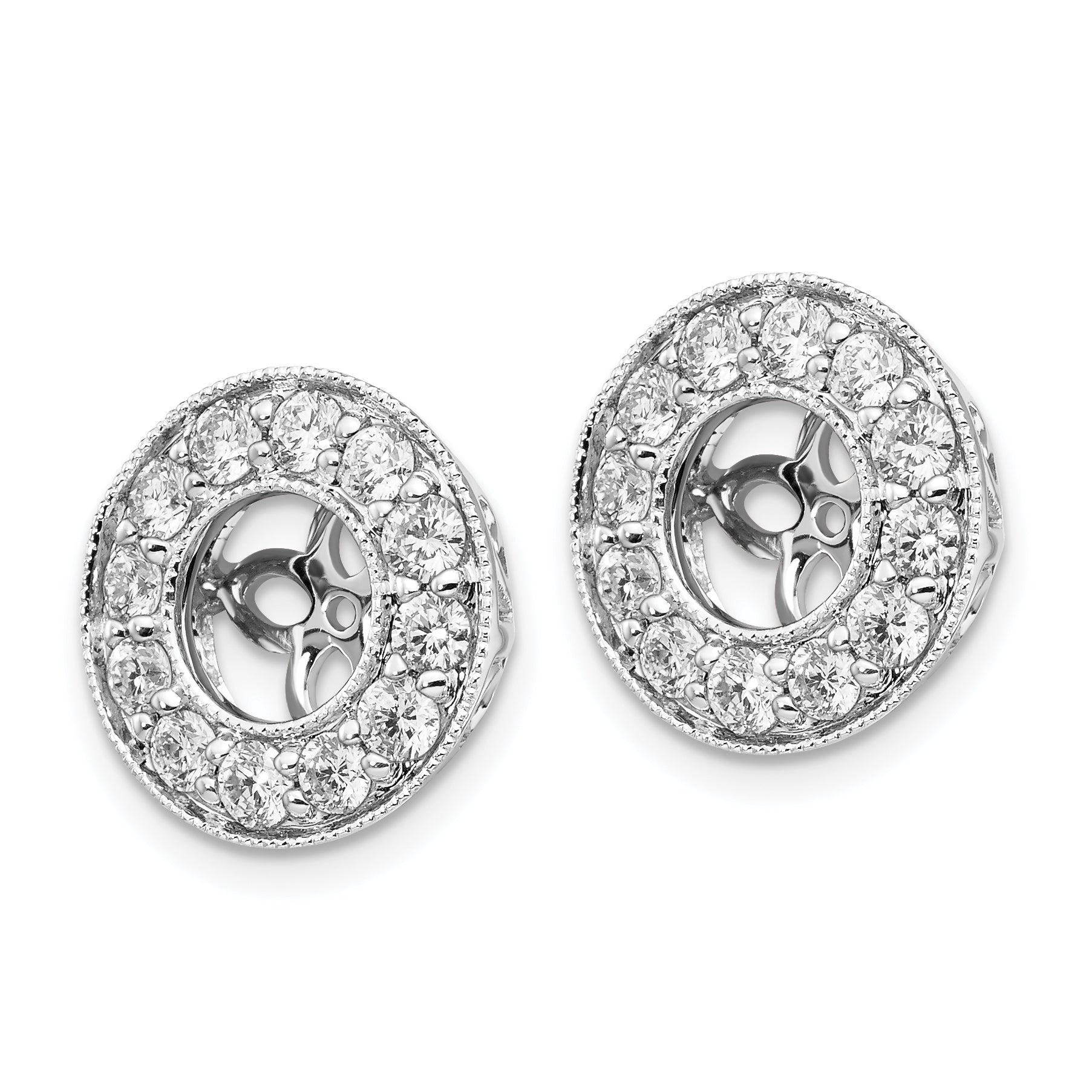 14K White Gold True Origin 1 Carat Lab Grown Diamond Vs D E F For 5.5 6mm Studs Earring Jackets
