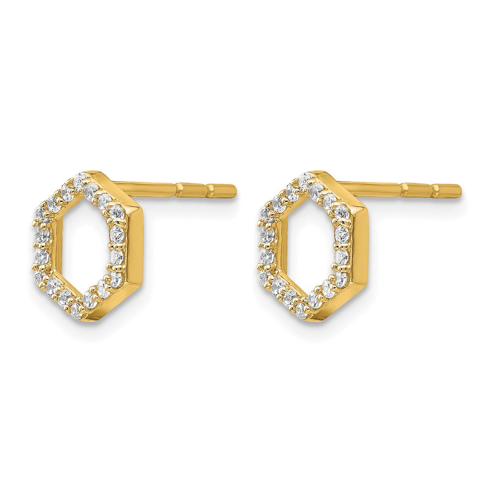 14K Yellow Gold True Origin 1/5 Carat Lab Grown Diamond Vs Def Hexagon Post Earrings