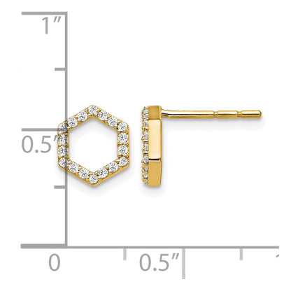 14K Yellow Gold True Origin 1/5 Carat Lab Grown Diamond Vs Def Hexagon Post Earrings