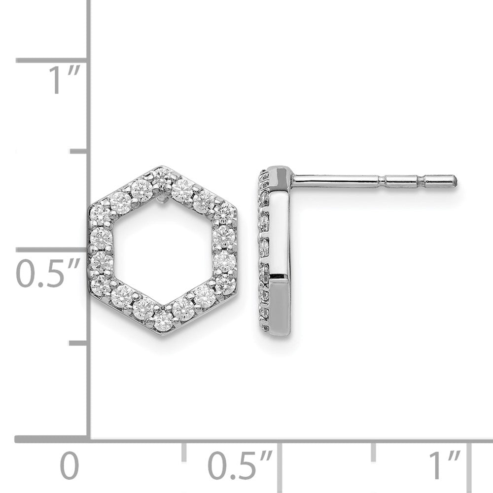 14K White Gold True Origin 1/2 Carat Lab Grown Diamond Vs Def Hexagon Post Earrings