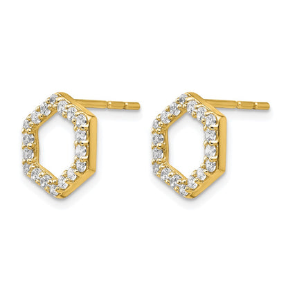 14K Yellow Gold True Origin 1/2 Carat Lab Grown Diamond Vs Def Hexagon Post Earrings