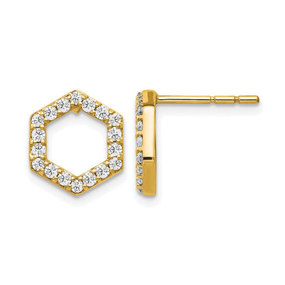 14K Yellow Gold True Origin 1/2 Carat Lab Grown Diamond Vs Def Hexagon Post Earrings