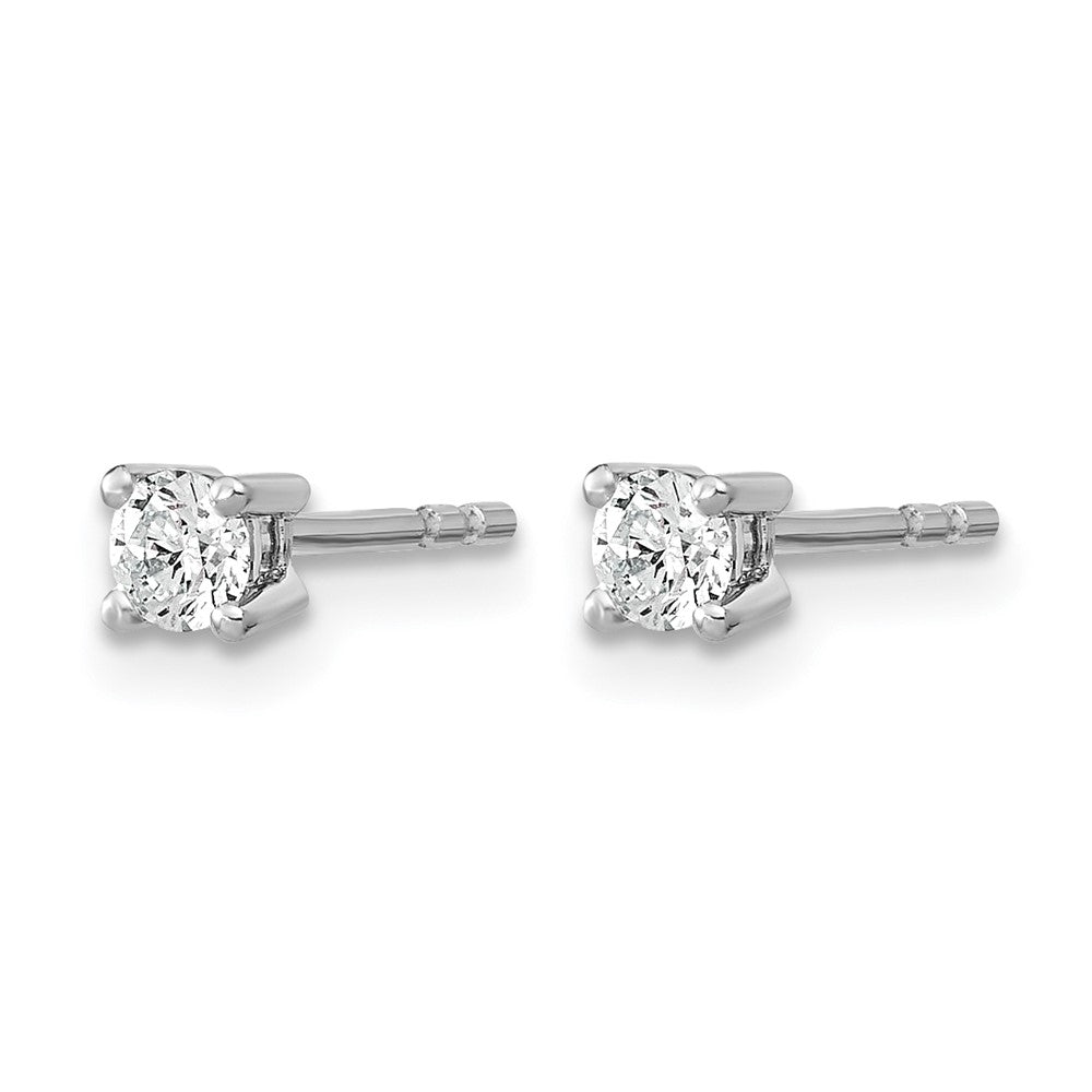 14K White Gold 1/10 Ctw Lab Grown Diamond Vs+ F+ Round 4 Prong Heavy Wt. Stud Earrings