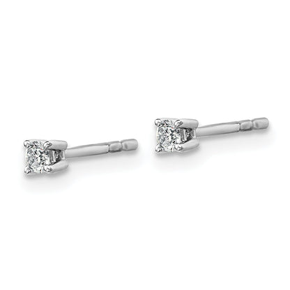 14K White Gold 1/10 Ctw Lab Grown Diamond Vs+ F+ Round 4 Prong Heavy Wt. Stud Earrings