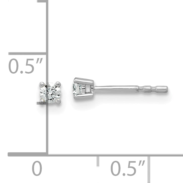 14K White Gold 1/10 Ctw Lab Grown Diamond Vs+ F+ Round 4 Prong Heavy Wt. Stud Earrings