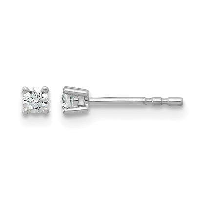 14K White Gold 1/10 Ctw Lab Grown Diamond Vs+ F+ Round 4 Prong Heavy Wt. Stud Earrings