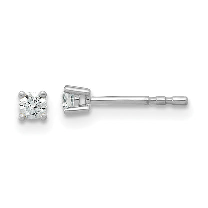 14K White Gold 1/10 Ctw Lab Grown Diamond Vs+ F+ Round 4 Prong Heavy Wt. Stud Earrings