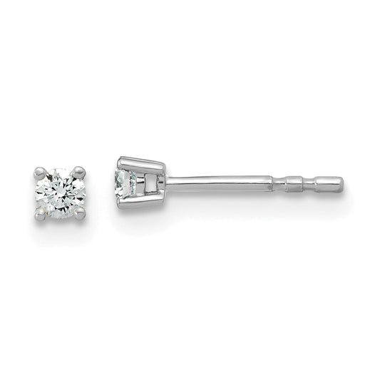 14K White Gold 1/10 Ctw Lab Grown Diamond Vs+ F+ Round 4 Prong Heavy Wt. Stud Earrings