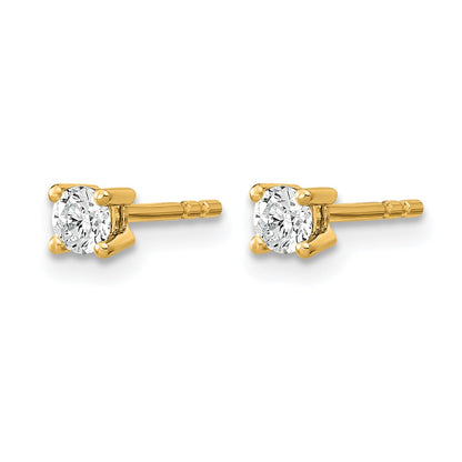 14K Yellow Gold 1/10 Ctw Lab Grown Diamond Vs+ F+ Round 4 Prong Heavy Wt. Stud Earrings