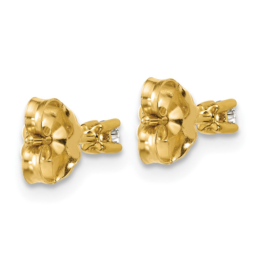 14K Yellow Gold 1/10 Ctw Lab Grown Diamond Vs+ F+ Round 4 Prong Heavy Wt. Stud Earrings