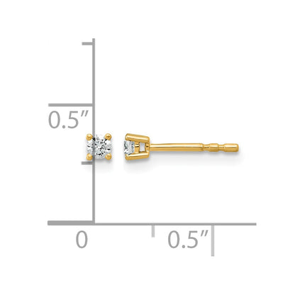 14k Yellow Gold 1/10 ctw Lab Grown Diamond VS/SI+ G+ Round 4 Prong Heavy Wt. Stud Earrings